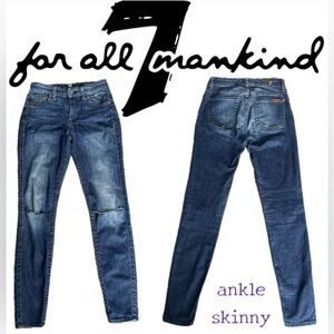 7 For All Mankind | Dark Wash Denim Ankle Skinny Jeans | 23
